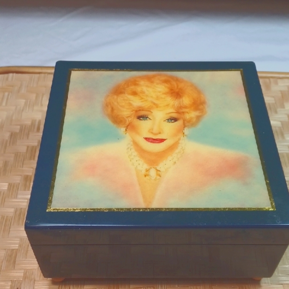 Mary Kay Linden  Vintage Blue Impossible Dream Jewelry Box with Portrait